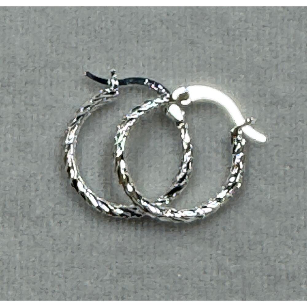 925 Sterling Silver Twisted Hoop Earrings 3/4 Inch Textured Hoops E270
